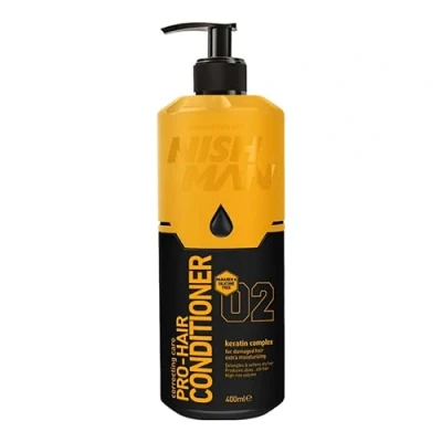 Image of NISHMAN Hair Conditioner for Damaged 02 Keratin Complex 400 ml Extra Moisturizing Silicone &amp; Paraben Free Shiny Silk