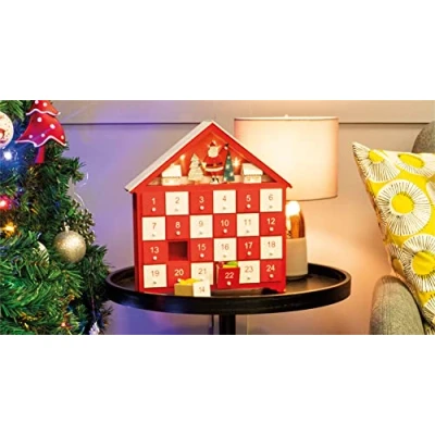 Image of Wooden Advent Calender with 24 individual Drawers and Lights