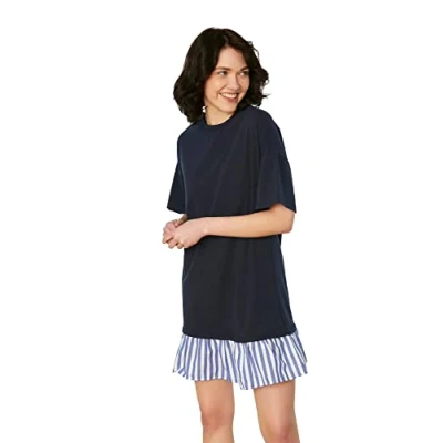 Image of Trendyol Women Mini Shift Relaxed Knit Dress Navy Blue