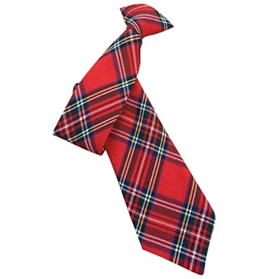 Image of Men&#039;s Royal Stewart Red Tartan Clip On Neck Tie