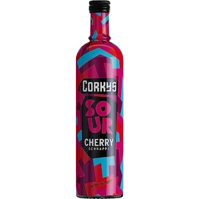 Image of Corky&#039;s Sour Cherry Schnapps 70cl Party Shots Cocktail Ingredient Pre Drinks 15% ABV Liqueur