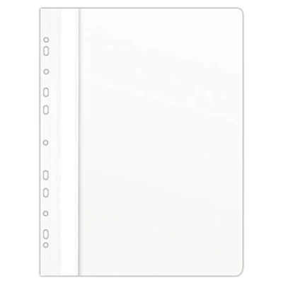 Image of DONAU 1704001PL 09 Plastic File Folder Perforated A4 White Transparent Durable PVC Hard Crystal Clear Cover Sheet Clamp for Office and School Euro Punched Pack of 10