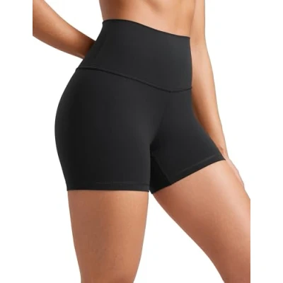 Image of CRZ Yoga Womens Butterluxe 4&#039;&#039; Shorts High Waisted Workout Gym Leggings Running Spandex Biker Black 10