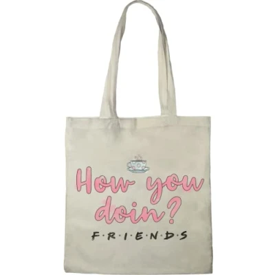 Image of cotton division Tote Bag Friends HOW YOU DOING?, reference: BWFRIENBB005, ecru, 38 x 40 cm