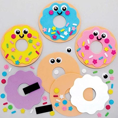 Image of Baker Ross FE406 Donut Mix &amp; Match Magnet Kits Pack of 8, Magnets for Kids, Fridge Children, Make Your Own Craft Kit