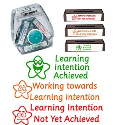 Image of Learning Intention Achieved, Working Towards, Not Yet Achieved Xstamper 3 in 1 Stamp Set