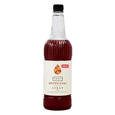 Image of Simply Sugar Free Spiced Chai Syrup, Low Calorie, Vegan &amp; Nut Flavoured Syrup for Coffee, Cocktails Baking (1 Litre)