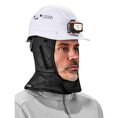 Image of Ergodyne Winter Hard Hat Liner, Insulated, Fleece Lined, Shoulder Length, N Ferno 6867, Black
