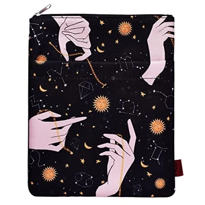 Image of Sun Constellations Book Sleeve, Washable FabricBook Covers for Paperbacks, Astrology Sleeves with Zipper, Lover Gifts Bookish Student (Medium 11 Inch X 8.7 Inch)