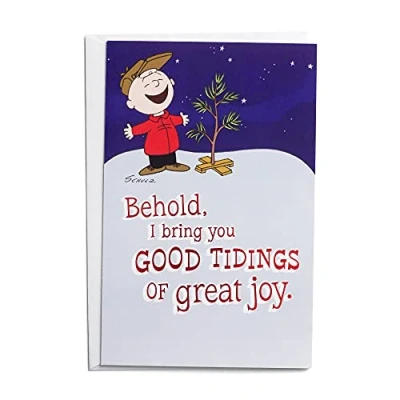 Image of DaySpring Peanuts Good Tidings Great Joy 50 Bulk Christmas Cards, KJV (J4792), Multi