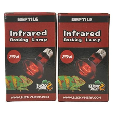 Image of LUCKY HERP Reptile Infrared Basking Bulb Heat Lamp,2 Pack,E27,Screw Thread (25, Watts)