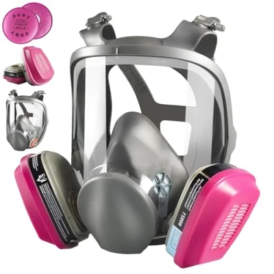 Image of Full Face Respirator Mask, 6800 Gas Mask with Filter, Reusable Organic Vapor Masks Against Dust Fumes Gases for Spraying, Painting, Sanding, Epoxy Resin, Welding, Construction, Polishing
