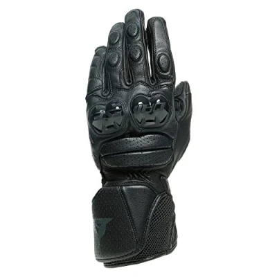 Image of Dainese Impeto Gloves, Leather Motorbike Gloves with Knuckle Protectors, Touchscreen Compatibility, Unisex Motorcycle for Men or Women, Black/Black, XL
