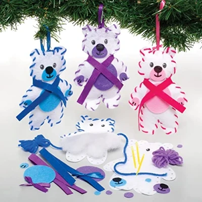 Image of Baker Ross FE971 Snow Bear Sewing Kits Pack of 3, Set for Children, Creative Activities Kids, Ideal Arts and Crafts Project