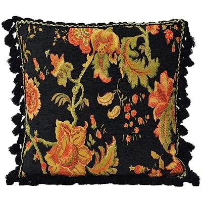 Image of Paoletti Fairvale Filled Cushion Black Size 55 cm x