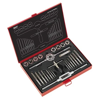 Image of Sealey Tap &amp; Die Set 28pc Split Dies Imperial BSW