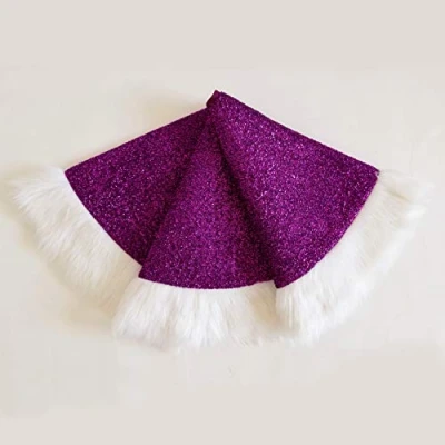 Image of DTB TECH Gireshome Purple Sparkle Sequin Blingbling Center, White Faux Fur Border Christmas Tree Skirt 36inch / 91cm