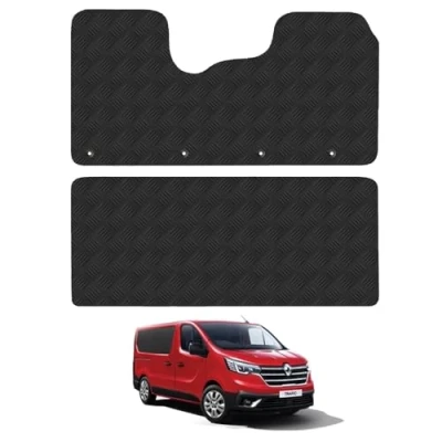 Image of Rubber Floor Mats for the Renault Trafic (2014+) [Only suitable factory crew cab van] Custom Van Accessory Tailored fit Heavy Duty, Waterproof &amp; Anti Slip Work with Clips