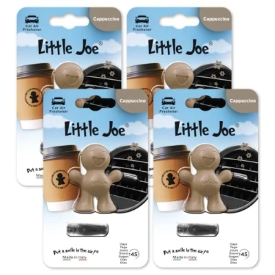 Image of Little Joe Standard Car Air Freshener, 45 Day Long Lasting Fragrance, Scented Vent Clip for Interior Home &amp; Office 4 Pack Cappuccino