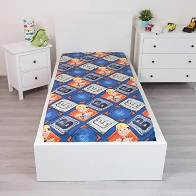 Image of Jerry Fabrics Kids Fitted Sheets from 100% Quality Cotton 90 x 200cm Bob The Builder, Multi Colour, 200 25 cm