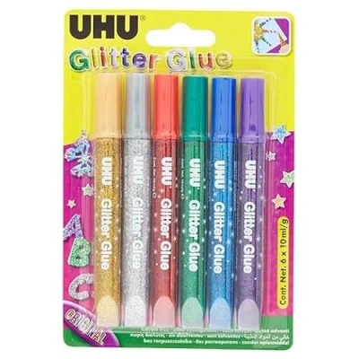 Image of UHU glitter glue pack of 6 colours (6 x 10ml)