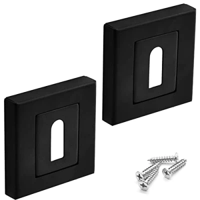 Image of DecorAndDecor Square Escutcheon Thumb Turn Key Rose (Black Standard)