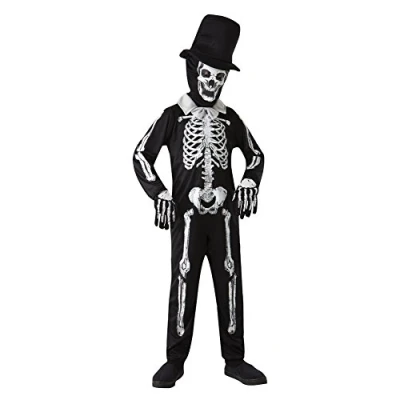 Image of Bristol Novelty CC483 Skeleton Bone Zombie Costume, White, Small, 110 122 cm, Approx Age 3 5 Years, (S)