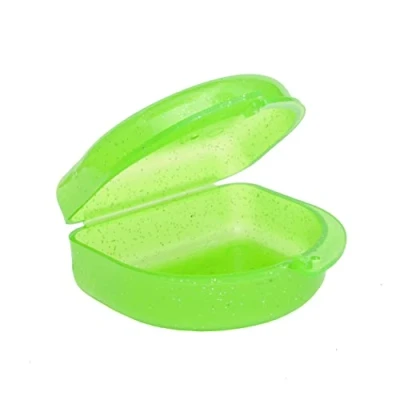 Image of Glitter Gumshield Case Mouthguard Box for Ortho Retainers, Sports Dental Appliances, Dentures &amp; More (Glitter Green)