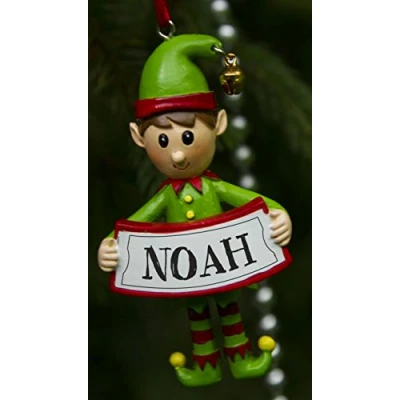 Image of Boxer Gifts Noah Elf Christmas Tree Decoration Xmas Bauble Ornament Gift One for The Whole Family, Ceramic, Multi Colour, 8 x 4.5 2 cm