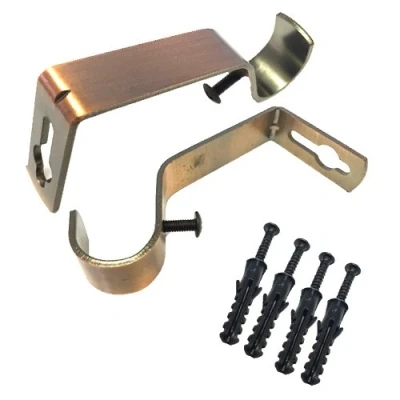 Image of HomeElabador®Curtain Pole Rod Bracket Pipe Holder Heavy Duty Drapery Ring Hook Sturdy Metal Alloy 19mm Curtain Brackets (Copper)