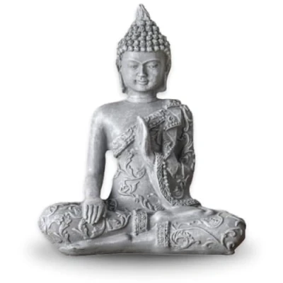 Image of Zen Light Zen&#039;Light Meditation Buddha 1 and Feng Shui Decoration Brings a Peaceful Relaxing Atmosphere to Your Home Lucky Charm Statue Grey Height: 12 cm, Resin Stone