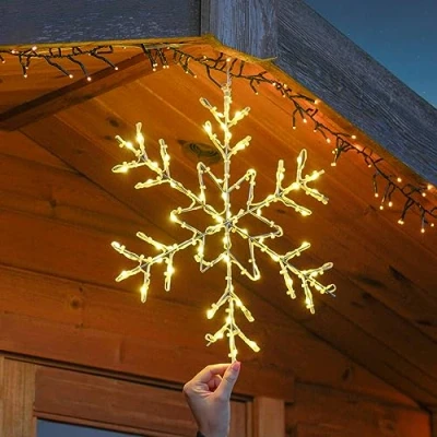 Image of Festive Lights ConnectGo Wire Light Christmas Silhouette, Indoor Outdoor Warm White LED Hanging Connectable Lighting Decoration with Plug (Snowflake)