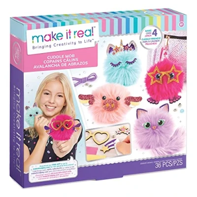 Image of Make It Real DIY Plush Toys Pom Characters Making Kit Arts and Crafts for Kids Gifts Girls