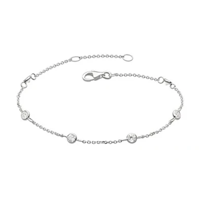 Image of Dew Sterling Silver and Cubic Zirconia Scattered Chain Bracelet