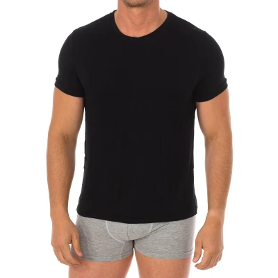 Image of Kisses&amp;Love Mens Bamboo short sleeve and round neck undershirt 602 men Black Size Large