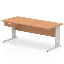 Image of Impulse 1800x800 Desk Oak/Silver Cable Managed Leg 1 Dr Fixed Ped