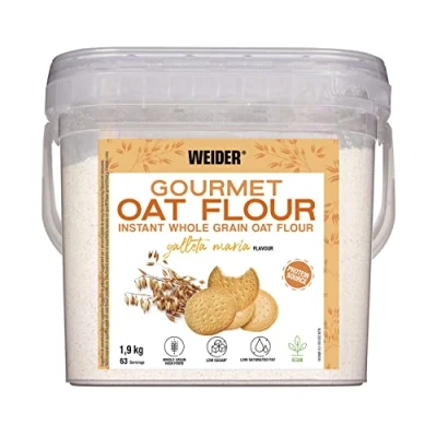 Image of Weider Gourmet Oat Flour. Wholemeal Oatmeal. Protein source with low sugar content. Maria Cookie Flavor (1.9 kg)