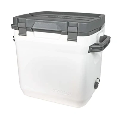 Image of Stanley Adventure Outdoor Cooler 28.3L Ice Cold For 4 Days Holds 40 Cans BPA Free Heavy Duty Camping Box Doubles as Seat Rugged Travel Coolbox Polar White
