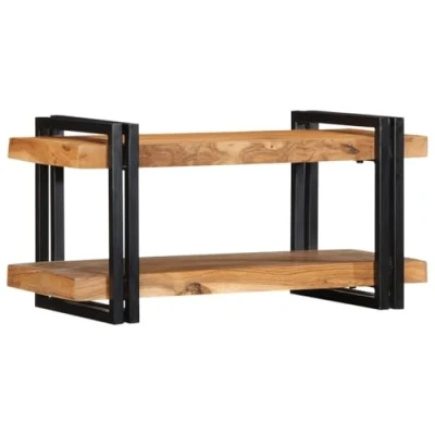 Image of vidaXL Acacia Wood Floating Wall Shelf 70x33x35 cm Retro Brown Storage Unit for Living Room &amp; Office