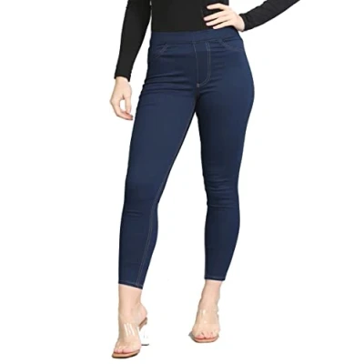 Image of EX Marks and Spencer Womens Denim Jeggings Ladies High Waisted Stretch Leggings M&amp;S (8, Indigo)
