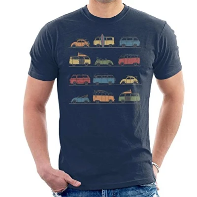 Image of Volkswagen Vans and Beetles Men&#039;s T Shirt Navy Blue