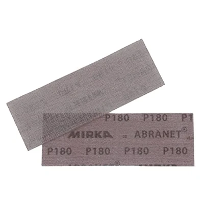 Image of Mirka Abranet net sandpaper strips 80x230mm / Hook &amp; loop Grit P180 3 pcs AE175F0318SL for dust free sanding of wood, walls, metal, aluminium, stainless steel, filler, varnish, plastic.