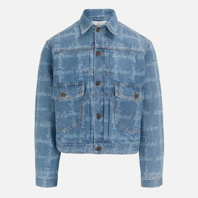 Image of Vivienne Westwood Marlene Jacket Unisex Denim jacket, Size: Medium, Grid/blue