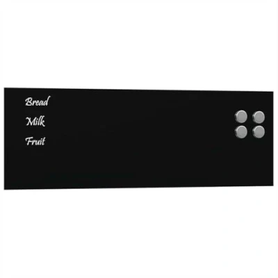 Image of vidaXL Wall Mounted Magnetic Dry Erase Board/Black Tempered Glass 60x20 cm/Notice/Message Board/Office/Home