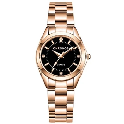 Image of RORIOS Women Watches Analogue Quartz Watch with Stainless Steel Strap Waterproof Rhinestone Wrist Elegant Dress for Ladies Girls