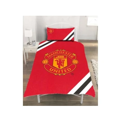 Image of FOCO Man UTD Core Stripe Single Duvet and Pillow Case Set