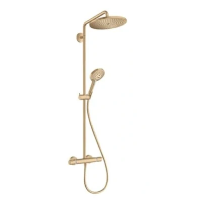 Image of hansgrohe Croma Select S Showerpipe 280 Rain Shower System (Shower Head, Rail, Thermostat, Hose, 3 Jet Types) Brushed Bronze