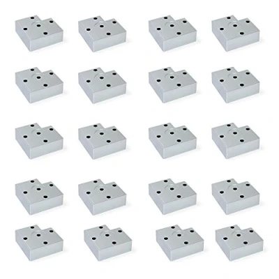Image of Emuca feet, Furniture Silver Plastic, Set of 4 Legs 15mm high, Metallic Grey, H15x80 mm