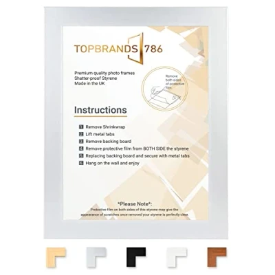 Image of A2 Picture frame Size 42 x 59.4 cm Poster Photo with Clear Perspex Wall Mounting to Hang Portrait or Landscape (Silver)