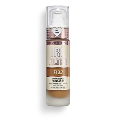 Image of Makeup Revolution IRL Filter, Longwear Foundation, Medium to Full Coverage, Matte Finish, 16 Hour Wear, F13.7, Dark Skin Tones, 23ml
